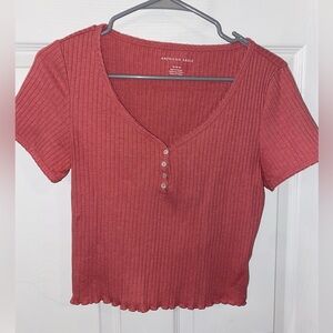 American Eagle cropped pink top